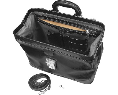 Doctor's Leather Medical Bag in Black - Tuscany
